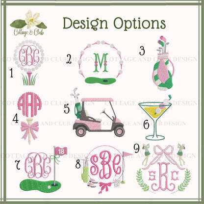 Ladies Spring Golf Monogrammed Personalized Embroidered Wreath Sash