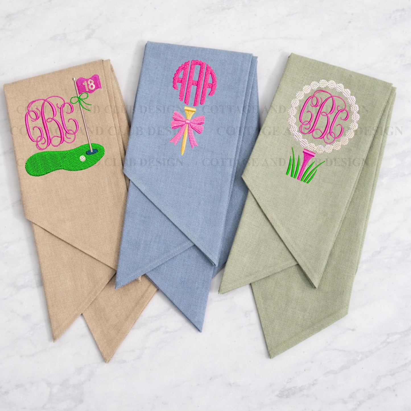 Ladies Spring Golf Monogrammed Personalized Embroidered Wreath Sash