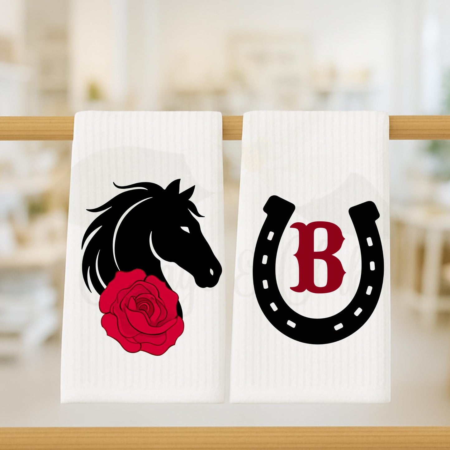 Kentucky Derby Equestrian Horse Race Kitchen Tea Towel or Powder Room Towel