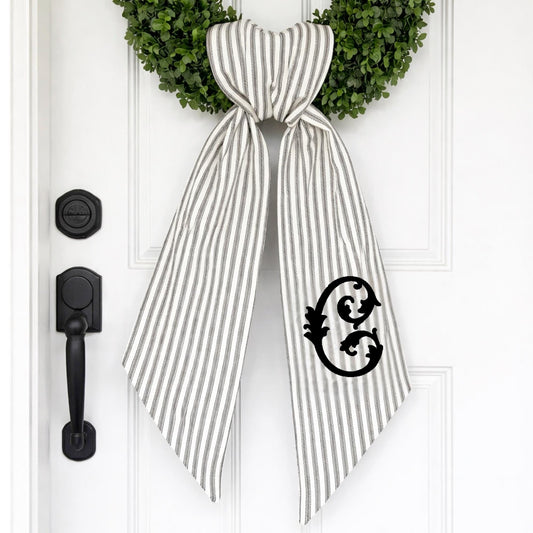 Striped Black and White Wreath Sash