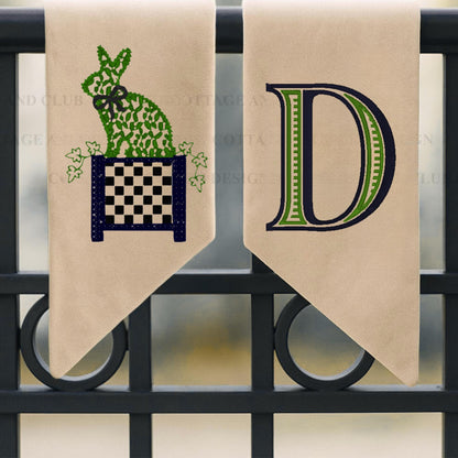 Black and White Checkered Spring Wreath Embroidered Everyday Wreath Sash for Front Door Monogrammed Personalized  Wreath Sash