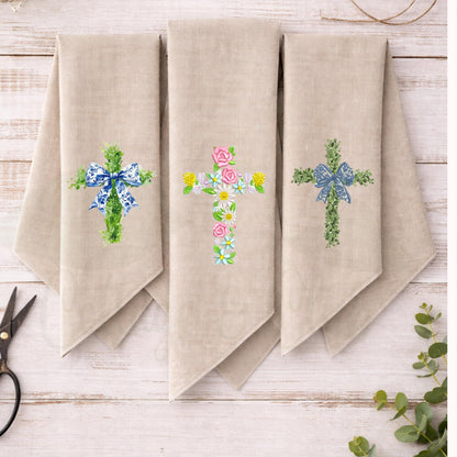 Embroidered Christian Cross Religious Monogrammed Wreath Sash
