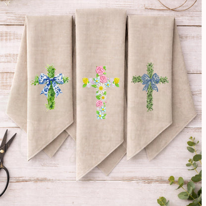 Embroidered Christian Cross Religious Monogrammed Wreath Sash