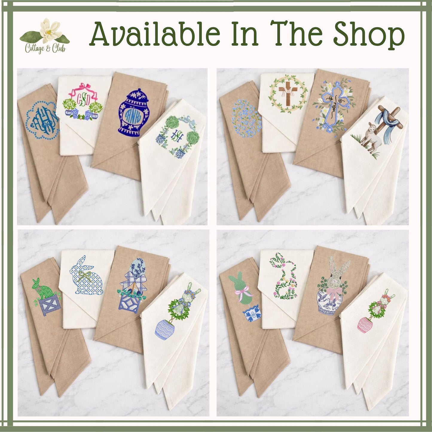 Easter Embroidered Wreath Sash Spring Bunny Pastel Rabbit & Easter Egg Front Porch Decor