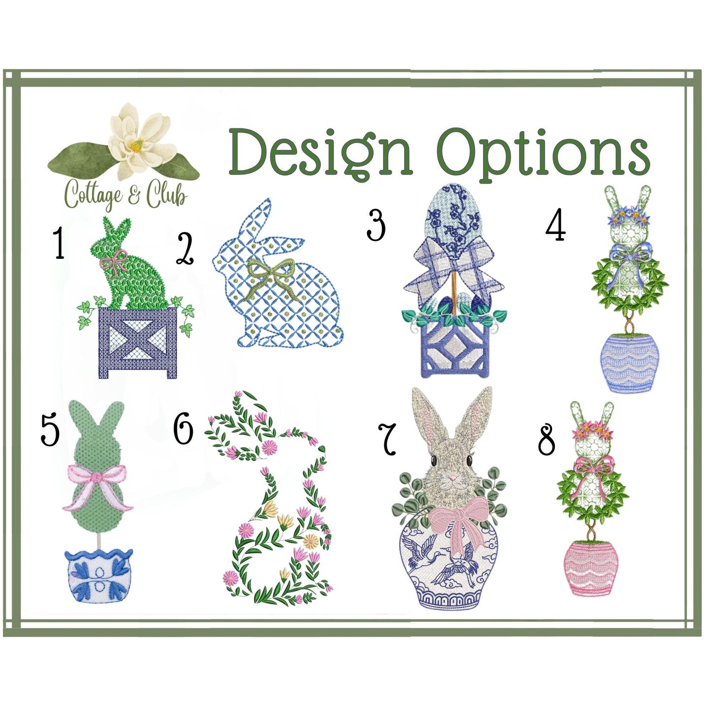 Easter Embroidered Wreath Sash Spring Bunny Pastel Rabbit & Easter Egg Front Porch Decor