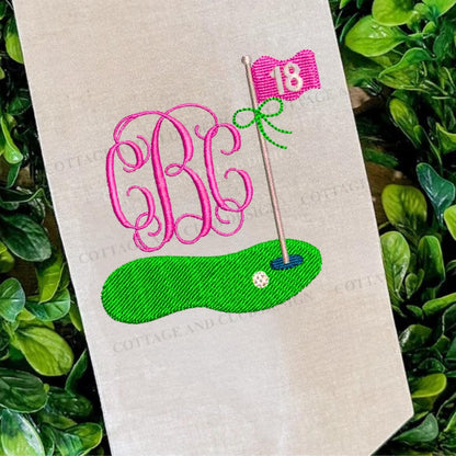 Ladies Spring Golf Monogrammed Personalized Embroidered Wreath Sash