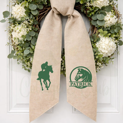Equestrian Horse Kentucky Derby Days Polo Style Monogrammed Personalized Embroidered Wreath Sash