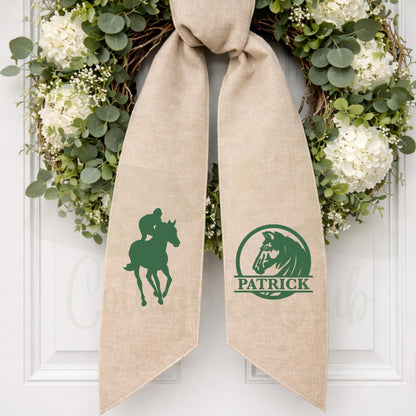 Equestrian Horse Kentucky Derby Days Polo Style Monogrammed Personalized Embroidered Wreath Sash