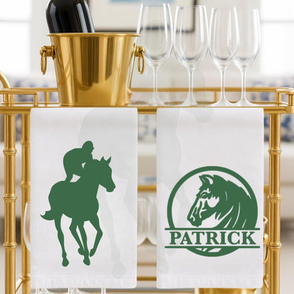 Kentucky Derby Equestrian Horse Race Kitchen Tea Towel or Powder Room Towel