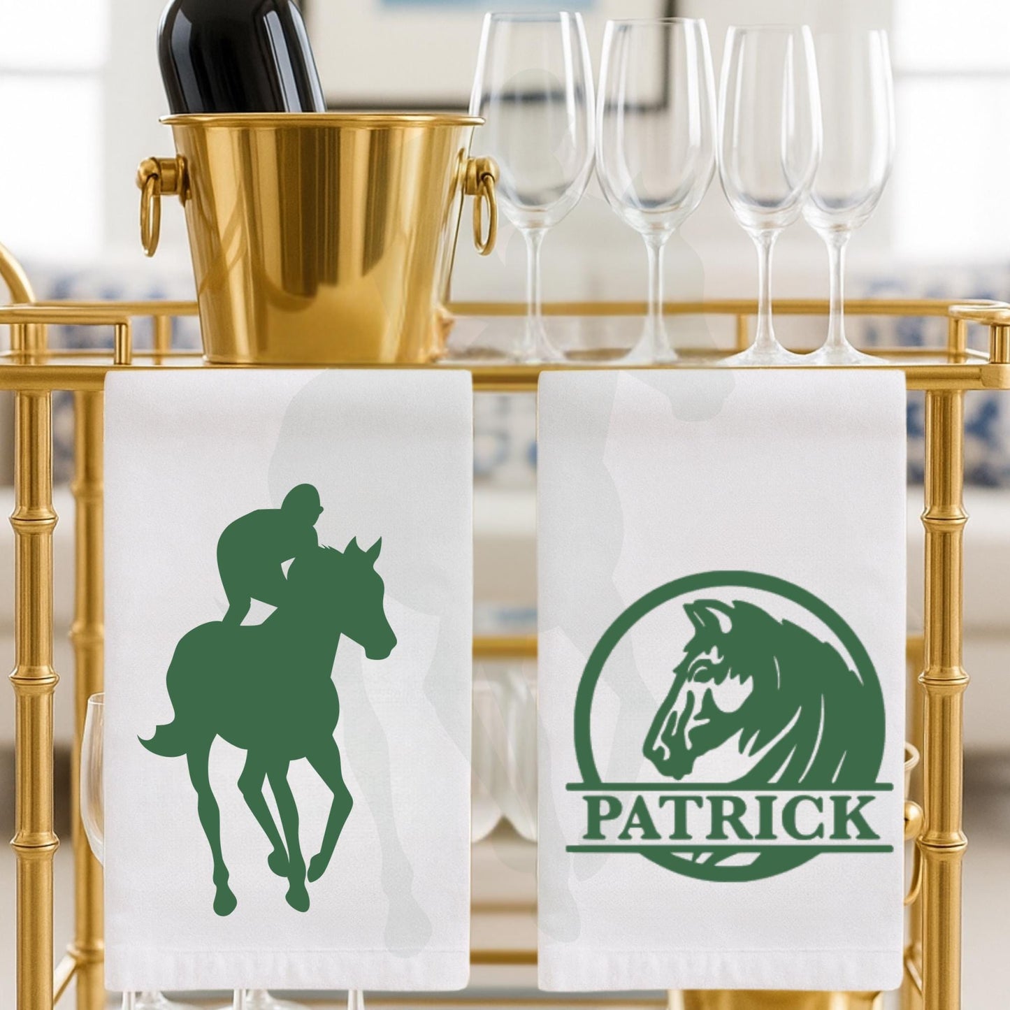 Kentucky Derby Equestrian Horse Race Kitchen Tea Towel or Powder Room Towel
