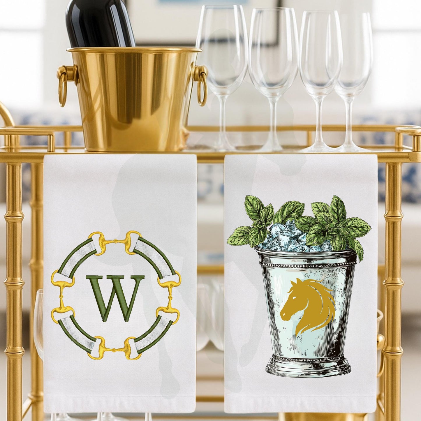 Kentucky Derby Equestrian Horse Race Kitchen Tea Towel or Powder Room Towel