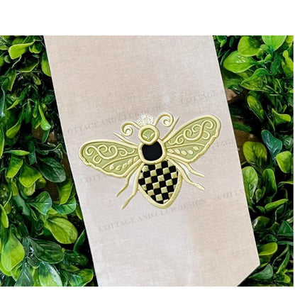 Black and White Check Embroidered Spring Wreath Sash