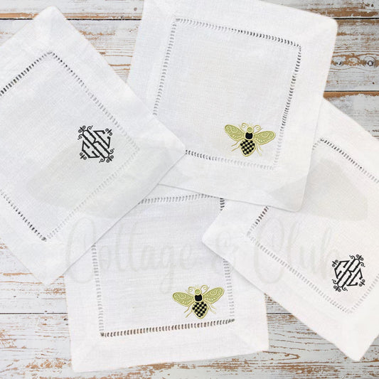 Black & White Check Butterfly Cocktail Napkin Set of 4