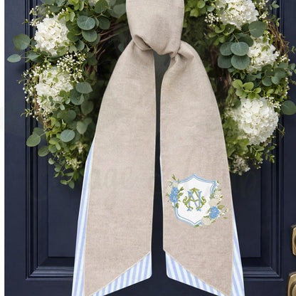 Hydrangea Spring Monogrammed Personalized Embroidered Wreath Sash