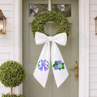 Hydrangea Monogrammed Personalized Embroidered Wreath Sash