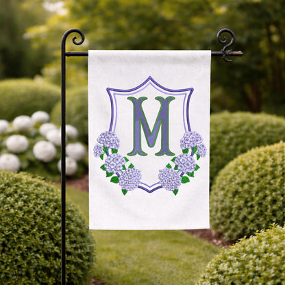 Embroidered Hydrangea Personalized Garden Flag
