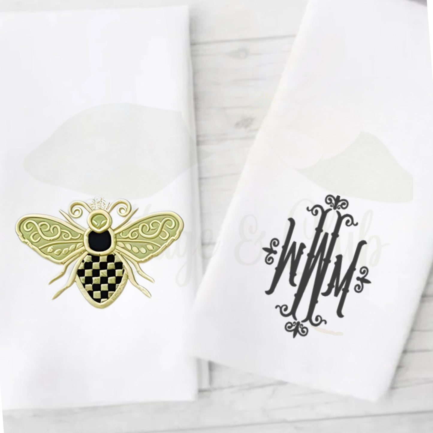 Black & White Check Bee Tea Towel - Courtly Check Inspired Design