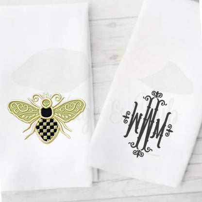 Black & White Check Bee Tea Towel - Courtly Check Inspired Design