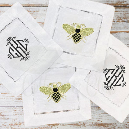 Black & White Check Bee Tea Towel - Courtly Check Inspired Design