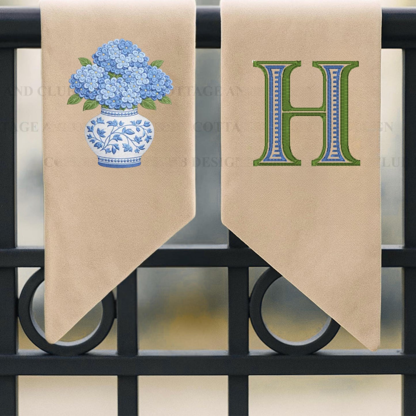 Hydrangea Spring Monogrammed Personalized Embroidered Wreath Sash