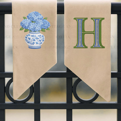 Hydrangea Spring Monogrammed Personalized Embroidered Wreath Sash