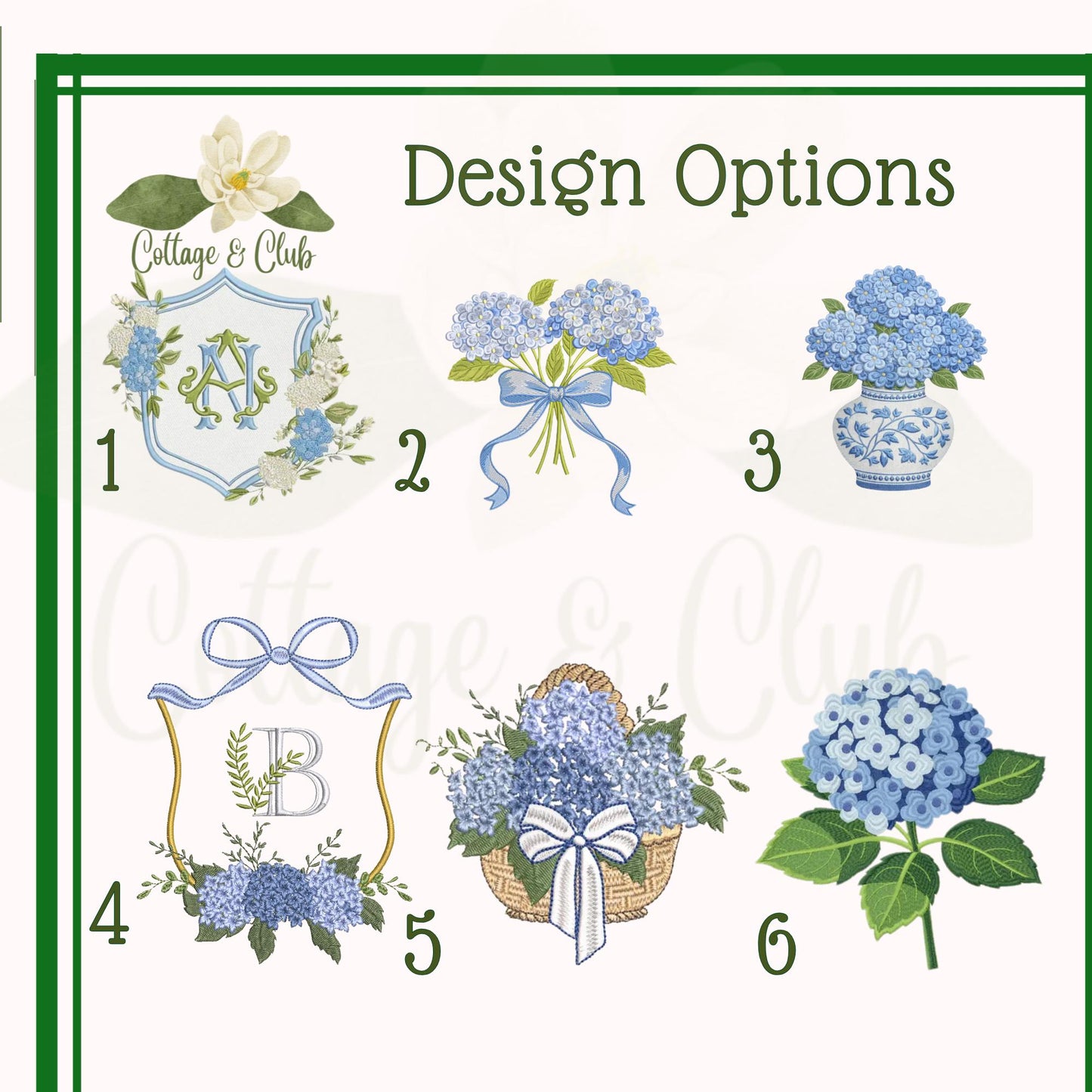 Hydrangea Spring Monogrammed Personalized Embroidered Wreath Sash