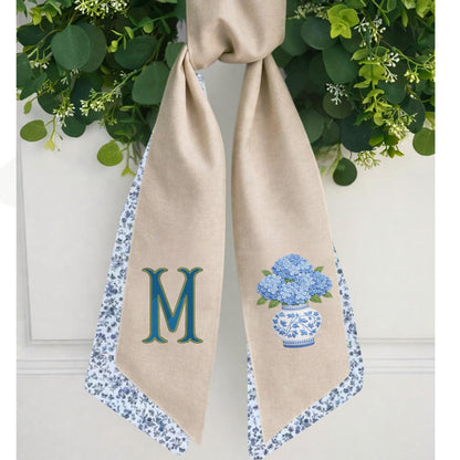 Hydrangea Spring Monogrammed Personalized Embroidered Wreath Sash