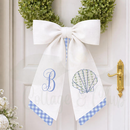 Hydrangea Beach House Monogrammed Personalized Embroidered Wreath Sash