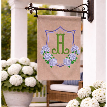 Embroidered Hydrangea Personalized Garden Flag