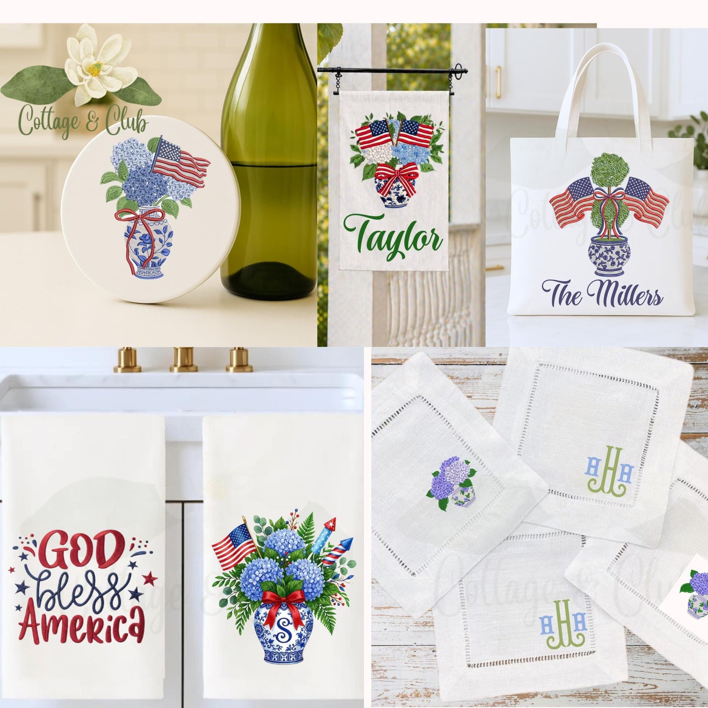 Fourth of July Patriotic Independence Day Double-Sided Canvas Tote Bags