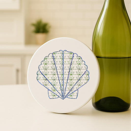 Crab or Seashell Set of 4 Round Coasters