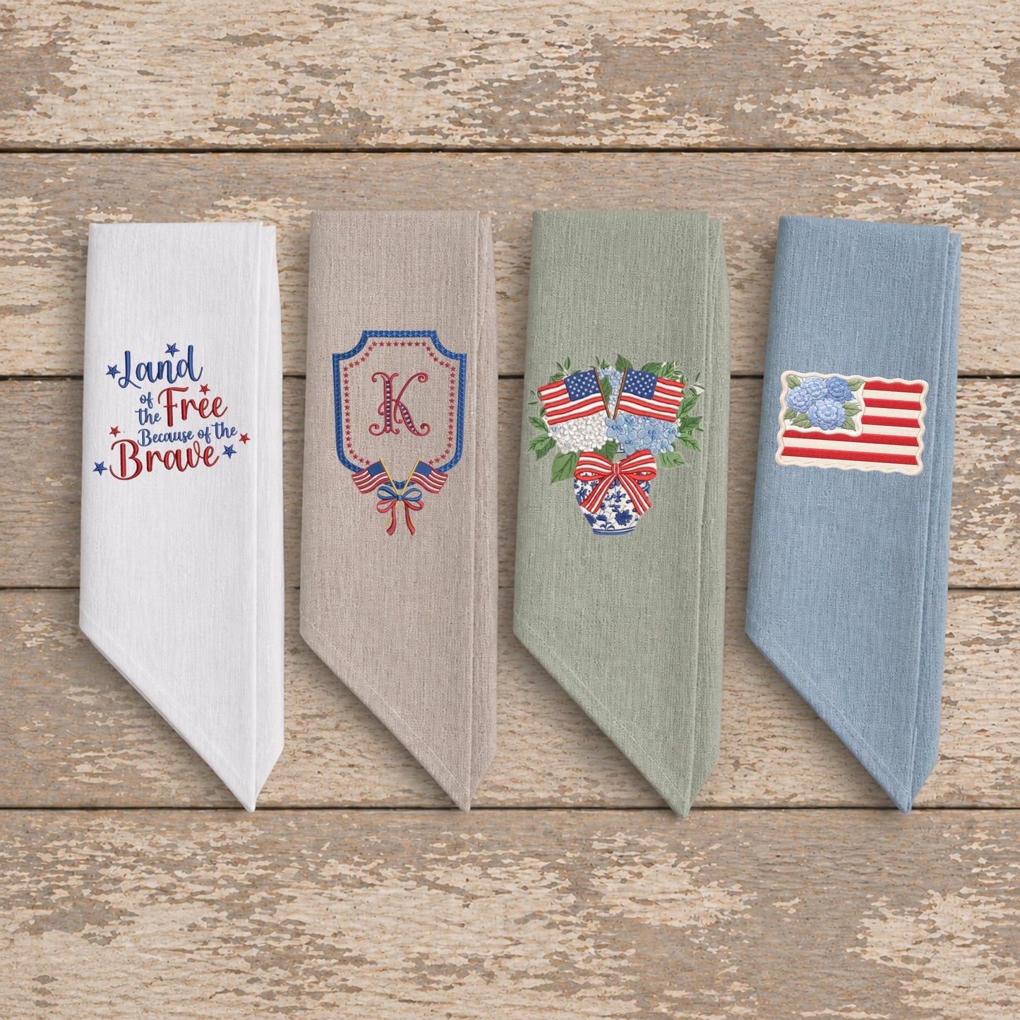 4th of July Independence Day Patriotic American Personalized Embroidered Monogrammed Wreath Sash