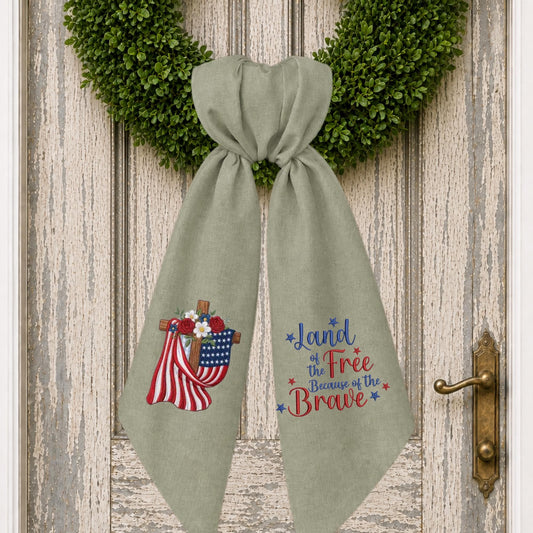 4th of July Monogrammed Wreath Sash