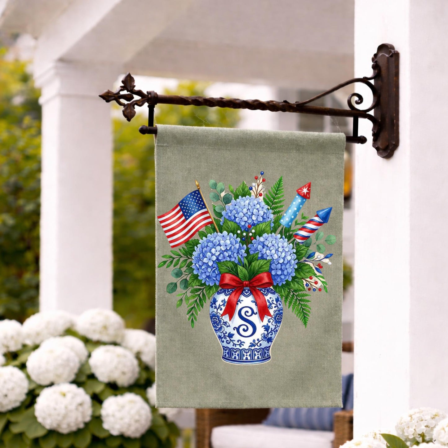 4th of July Independence Day Patriotic Embroidered Personalized Custom Garden & Yard Flag