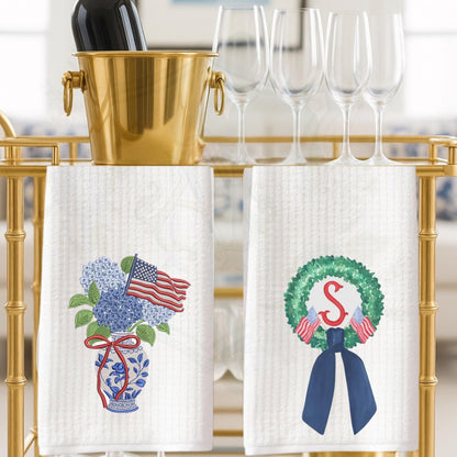 Fourth of July Patriotic Independence Day Oversized Waffle Weave Tea Towel