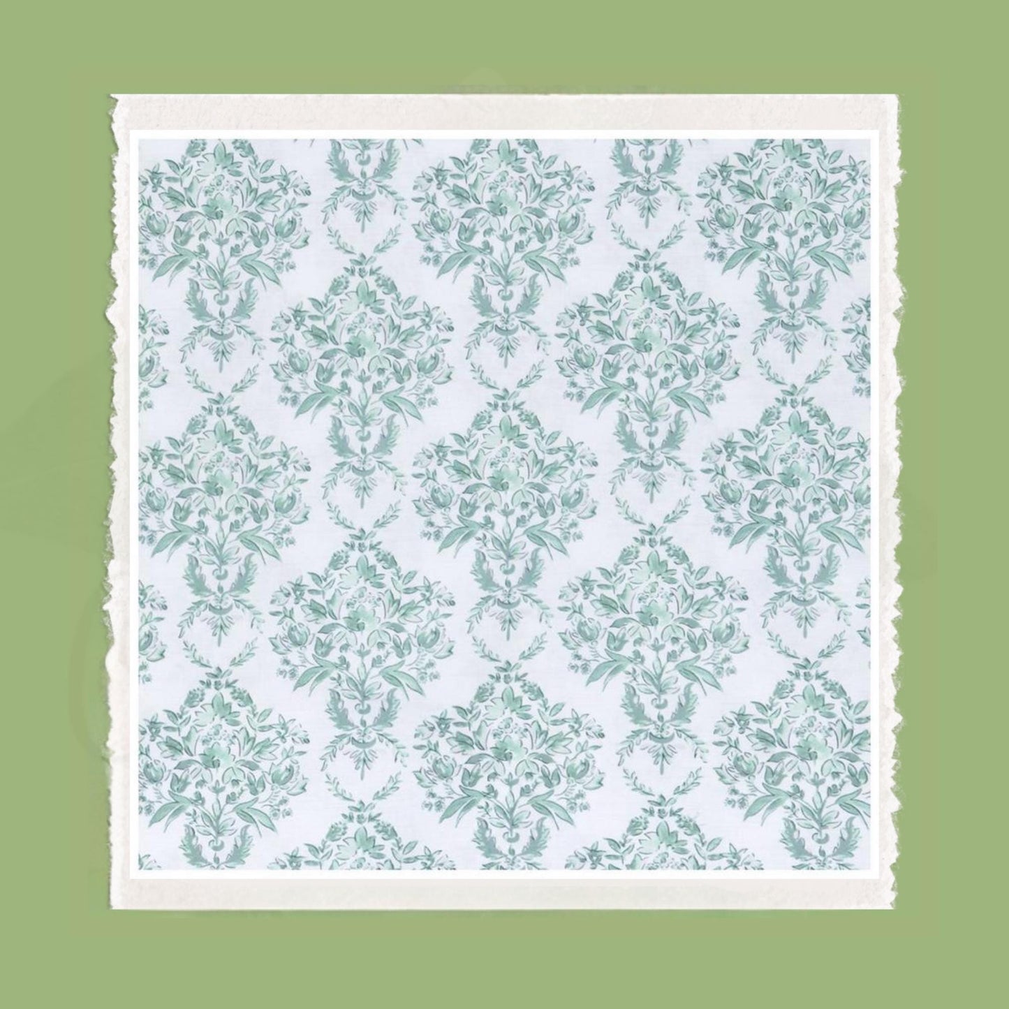 Sage Toile Embroidered Monogramed Wreath Sash, Gift Basket Sash, Porch Sash: Chinoiserie Summer Decor