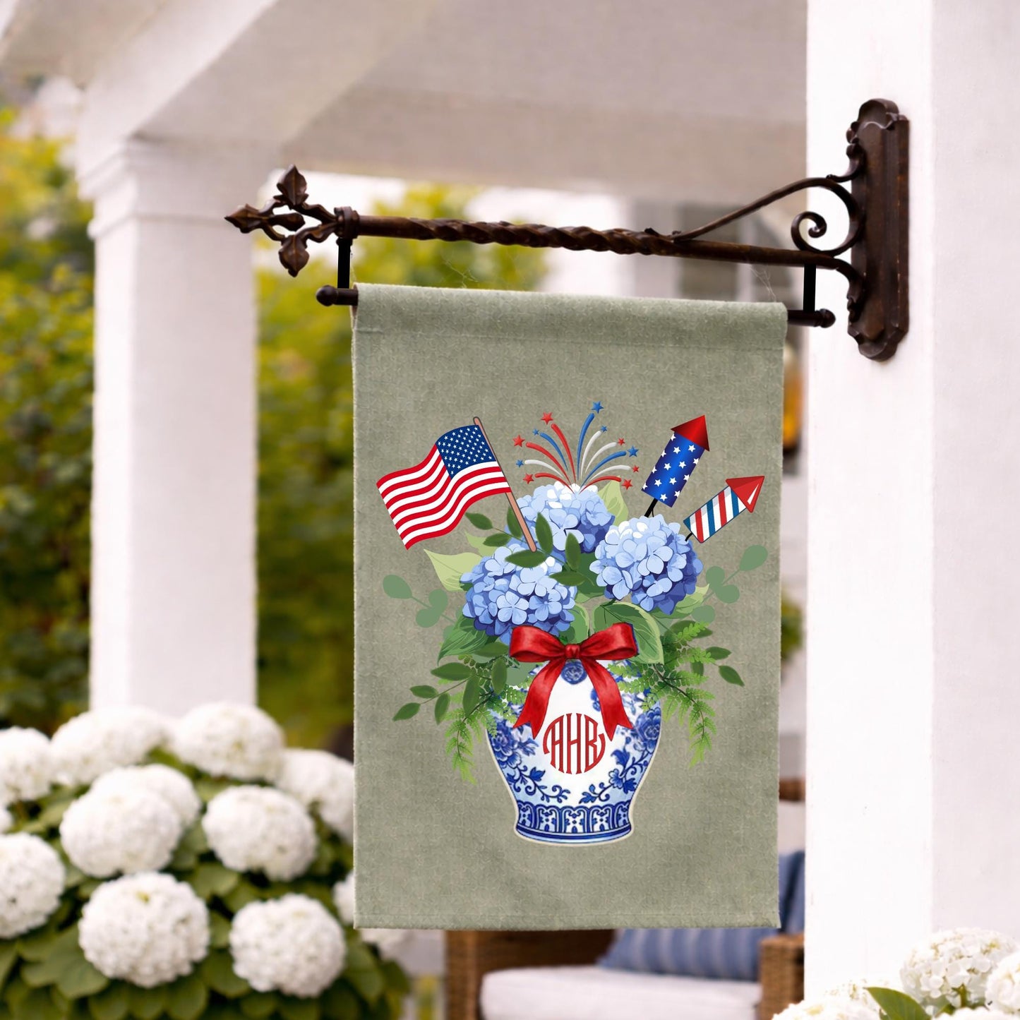 4th of July Independence Day Patriotic Embroidered Personalized Custom Garden & Yard Flag