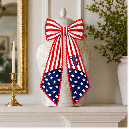 American Flag Patriotic Independence Day Monogrammed Personalized Embroidered Wreath Sash