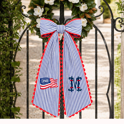 American Wreath Sash, Wreath Scarf, Personalized Sash, Patriotic Wreath Sash, USA Sash, Sash for Front Door, Fourth of July Sash