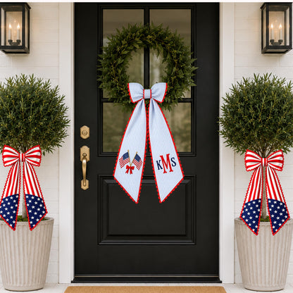 American Wreath Sash, Wreath Scarf, Personalized Sash, Patriotic Wreath Sash, USA Sash, Sash for Front Door, Fourth of July Sash