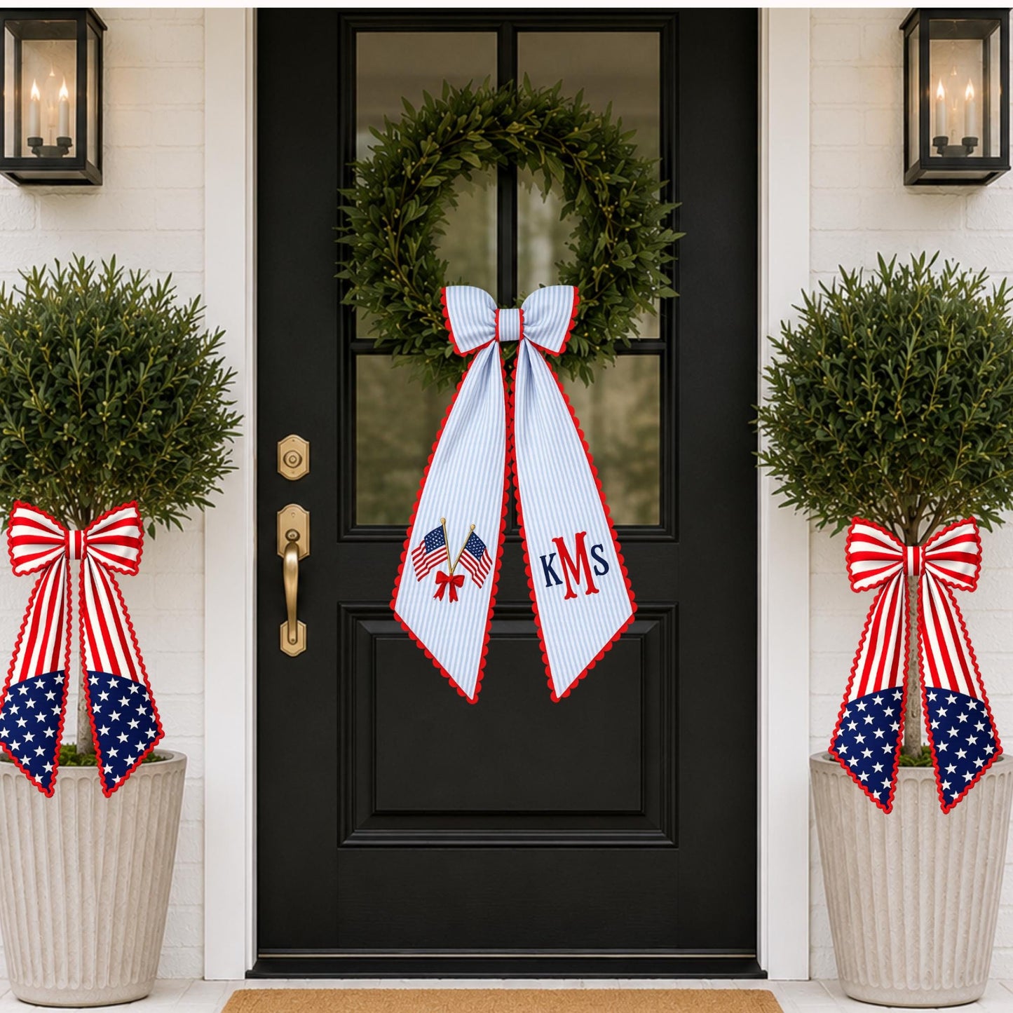 American Wreath Sash, Wreath Scarf, Personalized Sash, Patriotic Wreath Sash, USA Sash, Sash for Front Door, Fourth of July Sash