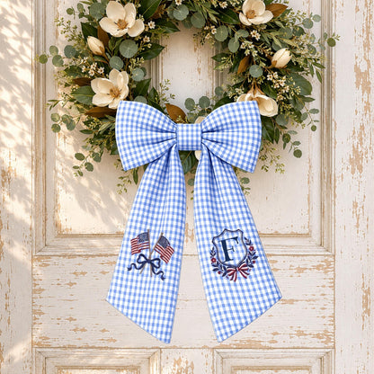 American Wreath Sash, Wreath Scarf, Personalized Sash, Patriotic Wreath Sash, USA Sash, Sash for Front Door, Fourth of July Sash