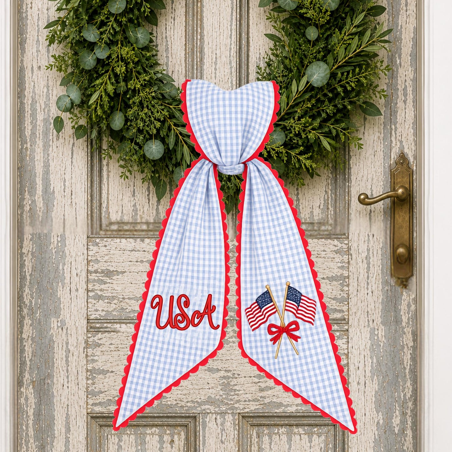 American Wreath Sash, Wreath Scarf, Personalized Sash, Patriotic Wreath Sash, USA Sash, Sash for Front Door, Fourth of July Sash