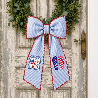 American Wreath Sash, Wreath Scarf, Personalized Sash, Patriotic Wreath Sash, USA Sash, Sash for Front Door, Fourth of July Sash