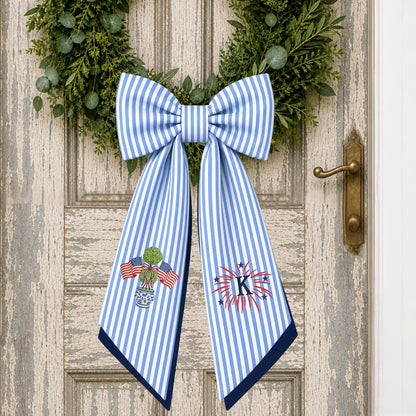 American Wreath Sash, Wreath Scarf, Personalized Sash, Patriotic Wreath Sash, USA Sash, Sash for Front Door, Fourth of July Sash