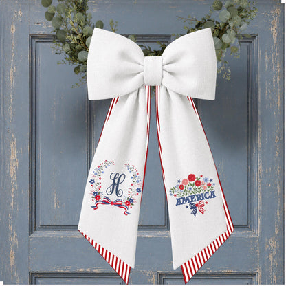American Wreath Sash, Wreath Scarf, Personalized Sash, Patriotic Wreath Sash, USA Sash, Sash for Front Door, Fourth of July Sash