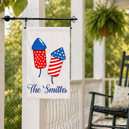 4th of July Coastal Crab Independence Day Patriotic Embroidered Personalized Custom Garden & Yard Flag