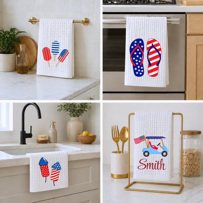 American Patriotic Independence Day Tea Towel Personalized Gift