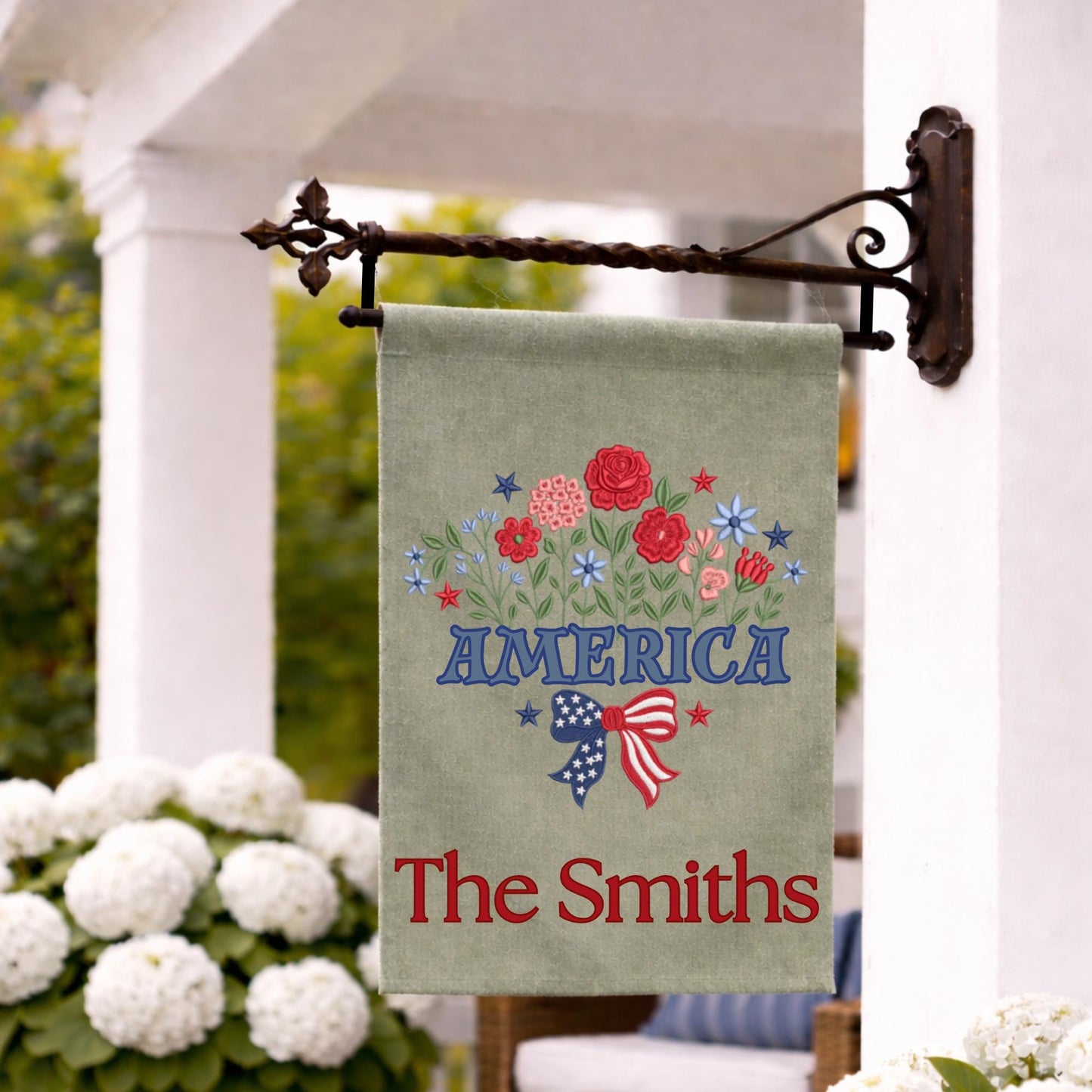 4th of July Coastal Crab Independence Day Patriotic Embroidered Personalized Custom Garden & Yard Flag