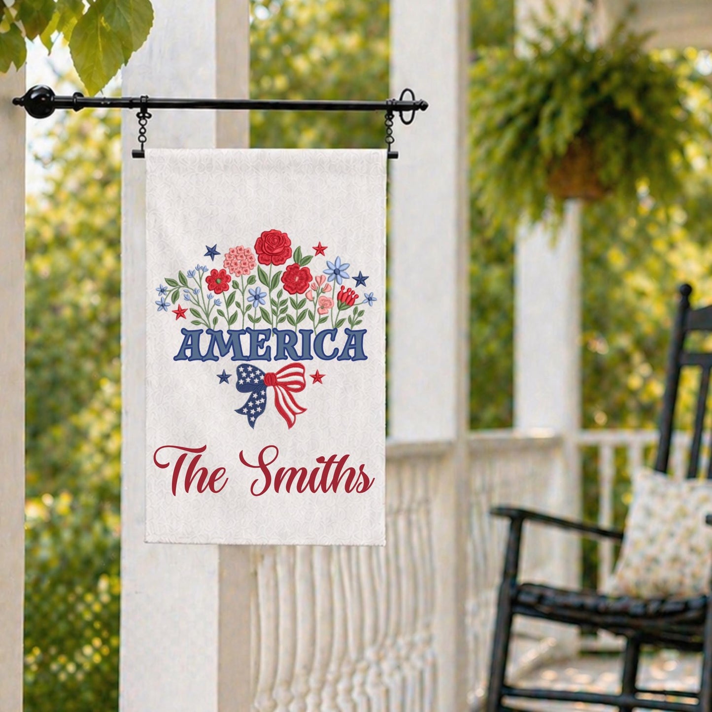 4th of July Coastal Crab Independence Day Patriotic Embroidered Personalized Custom Garden & Yard Flag